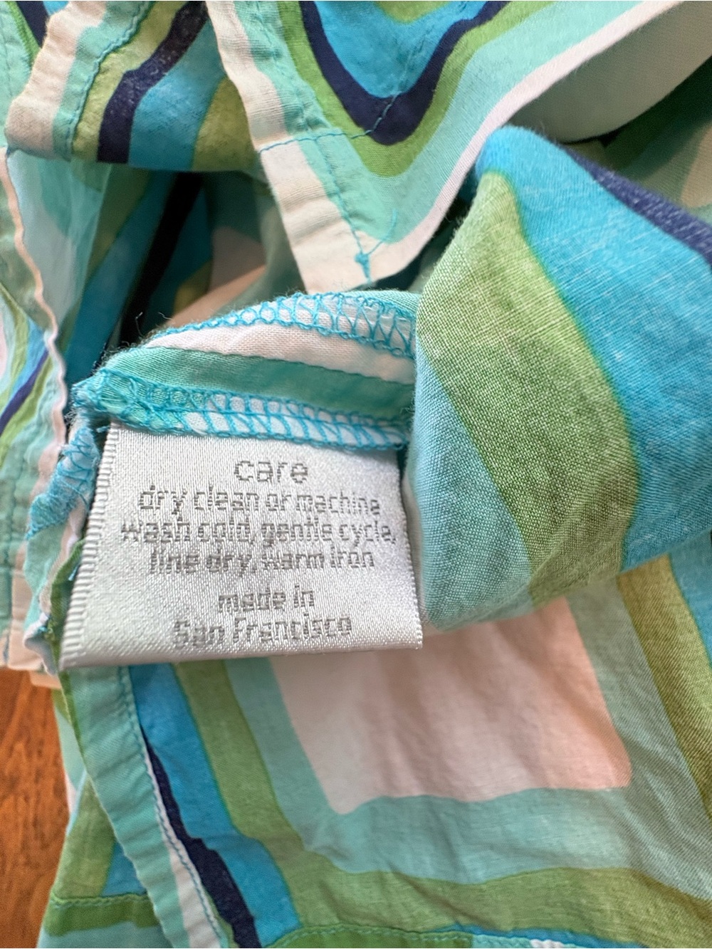Lesley Evers Ellie Light Cotton Tunic Dress XS Made in CA Beach Blue Green - Picture 8 of 9
